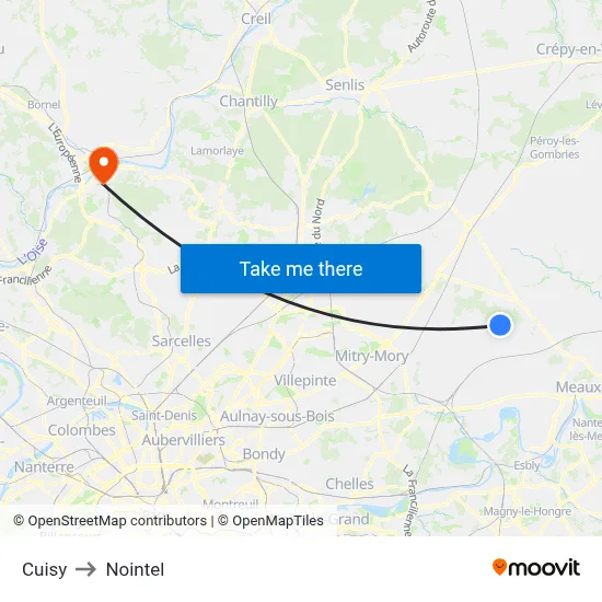 Cuisy to Nointel map