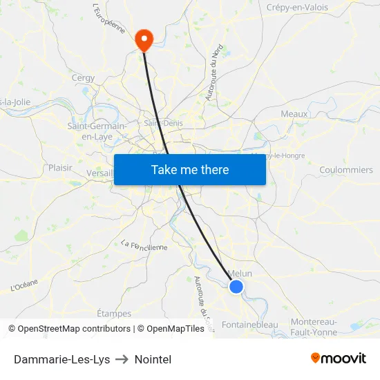 Dammarie-Les-Lys to Nointel map