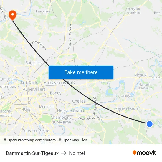 Dammartin-Sur-Tigeaux to Nointel map