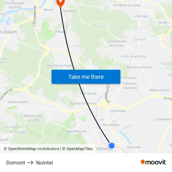 Domont to Nointel map