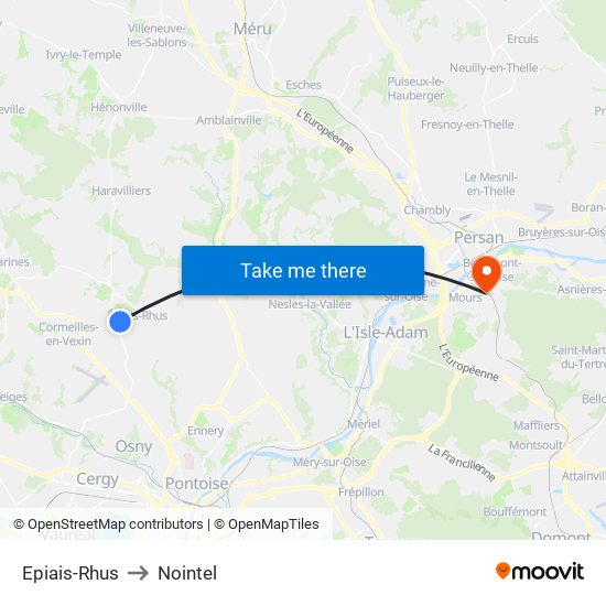 Epiais-Rhus to Nointel map