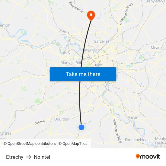 Etrechy to Nointel map