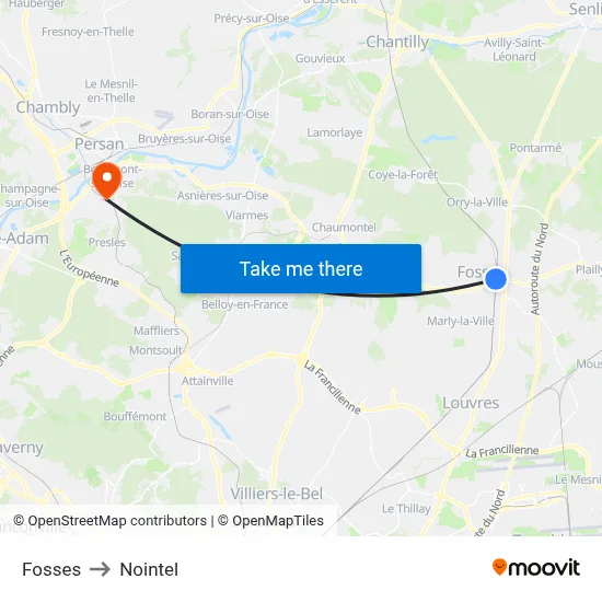 Fosses to Nointel map