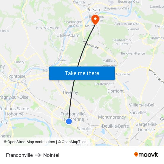 Franconville to Nointel map