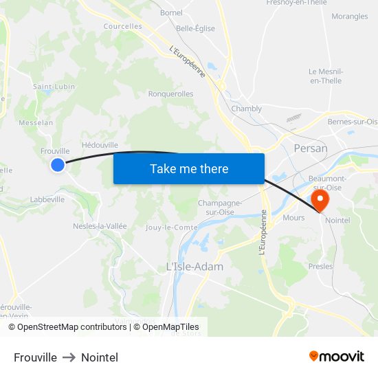 Frouville to Nointel map