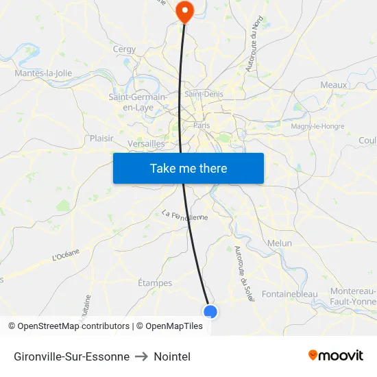 Gironville-Sur-Essonne to Nointel map
