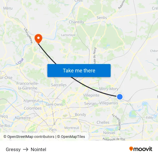 Gressy to Nointel map