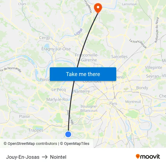 Jouy-En-Josas to Nointel map