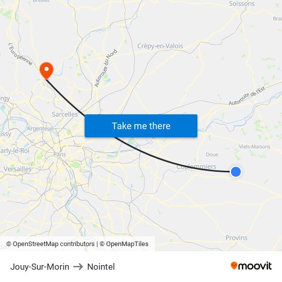 Jouy-Sur-Morin to Nointel map