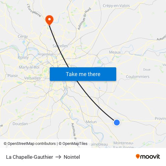 La Chapelle-Gauthier to Nointel map