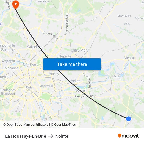 La Houssaye-En-Brie to Nointel map