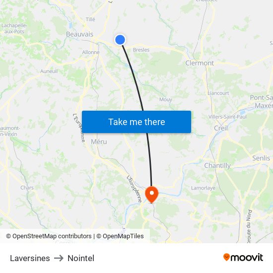 Laversines to Nointel map