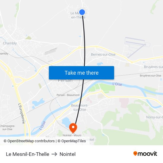 Le Mesnil-En-Thelle to Nointel map