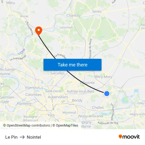 Le Pin to Nointel map