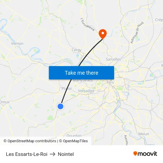 Les Essarts-Le-Roi to Nointel map