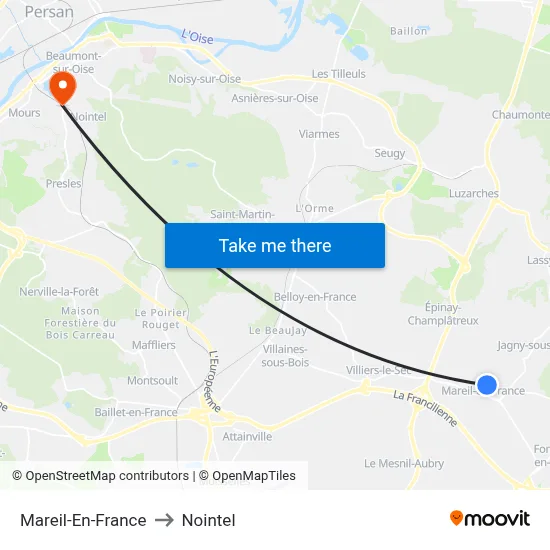 Mareil-En-France to Nointel map