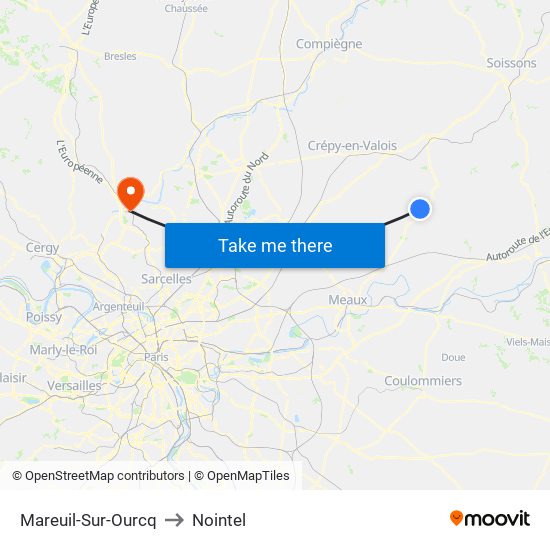 Mareuil-Sur-Ourcq to Nointel map