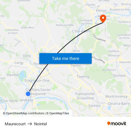 Maurecourt to Nointel map