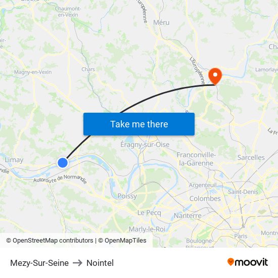 Mezy-Sur-Seine to Nointel map