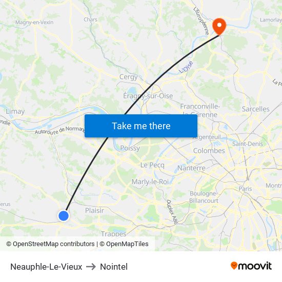 Neauphle-Le-Vieux to Nointel map