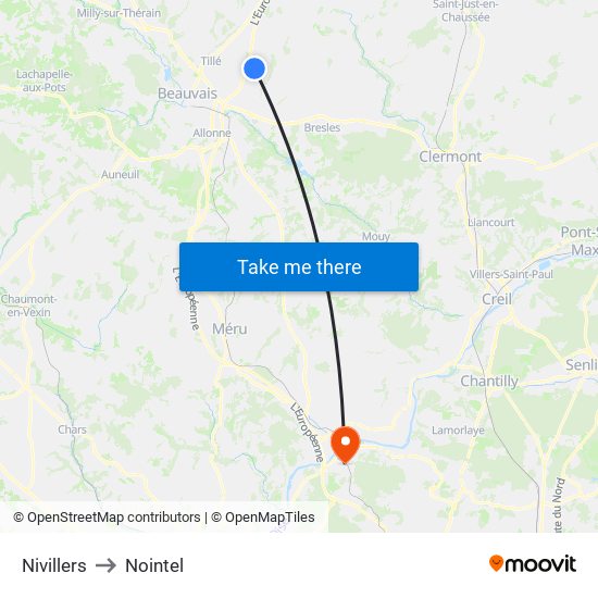 Nivillers to Nointel map