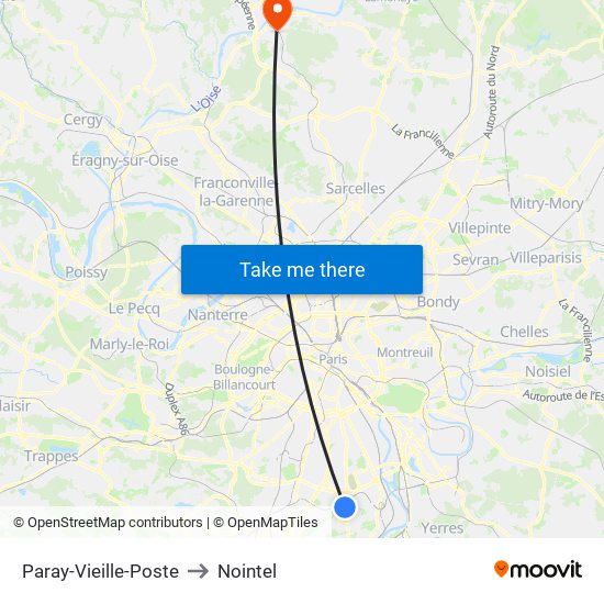 Paray-Vieille-Poste to Nointel map