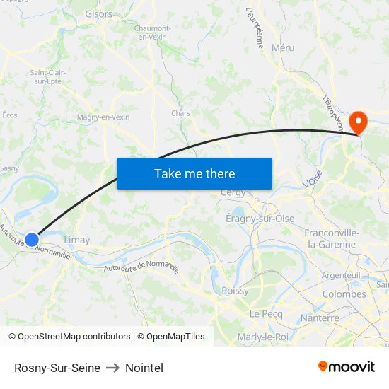 Rosny-Sur-Seine to Nointel map