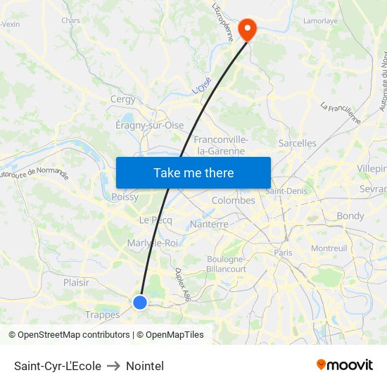Saint-Cyr-L'Ecole to Nointel map