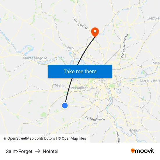 Saint-Forget to Nointel map