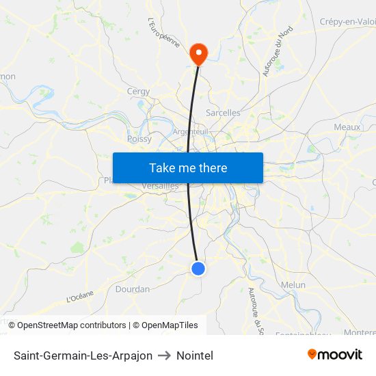 Saint-Germain-Les-Arpajon to Nointel map