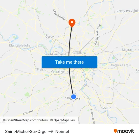 Saint-Michel-Sur-Orge to Nointel map