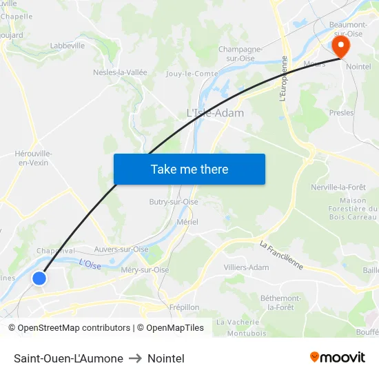 Saint-Ouen-L'Aumone to Nointel map