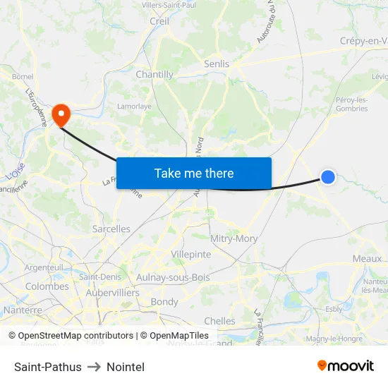 Saint-Pathus to Nointel map