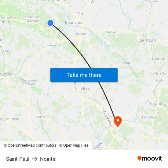 Saint-Paul to Nointel map