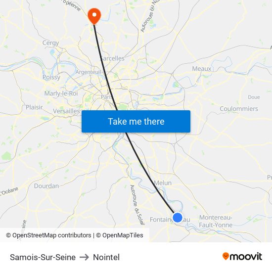 Samois-Sur-Seine to Nointel map