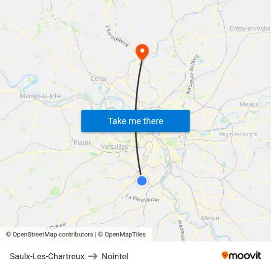 Saulx-Les-Chartreux to Nointel map