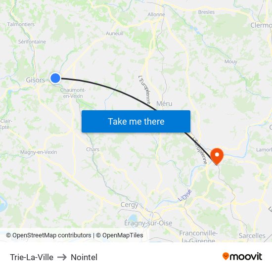 Trie-La-Ville to Nointel map