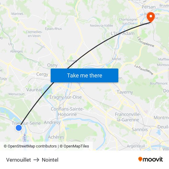 Vernouillet to Nointel map