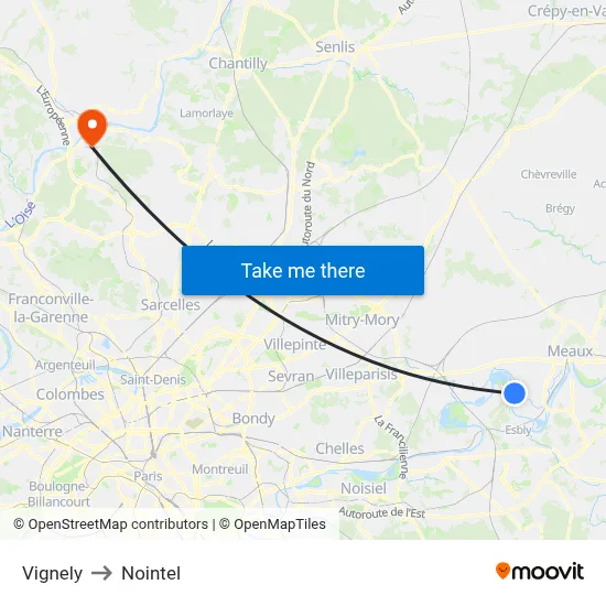 Vignely to Nointel map