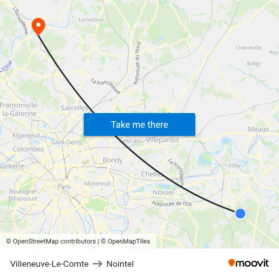 Villeneuve-Le-Comte to Nointel map