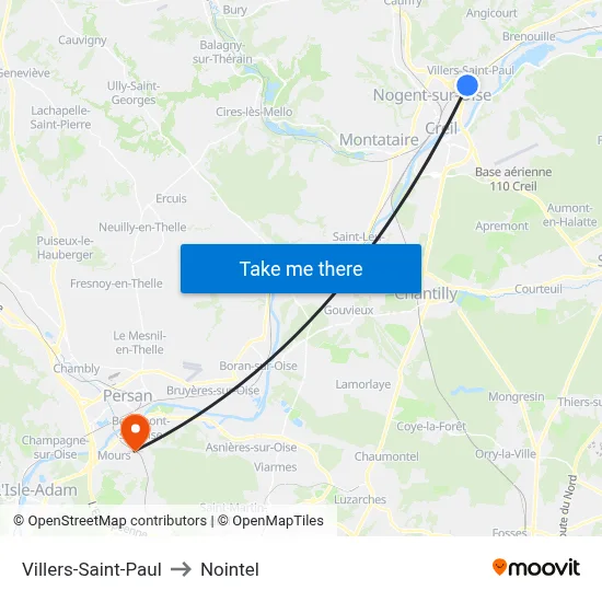 Villers-Saint-Paul to Nointel map