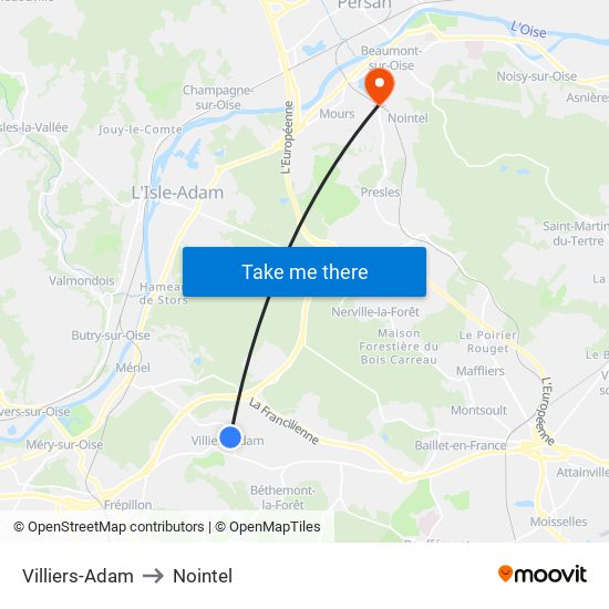 Villiers-Adam to Nointel map