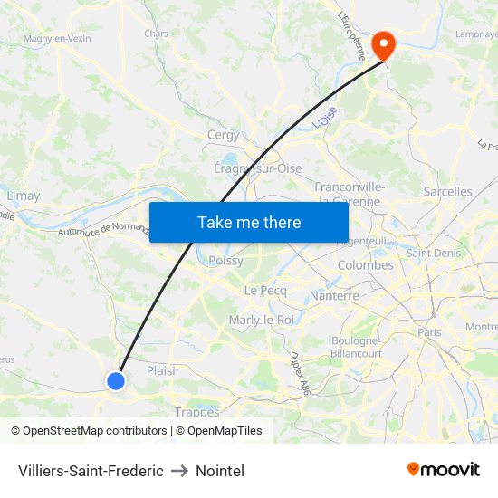 Villiers-Saint-Frederic to Nointel map
