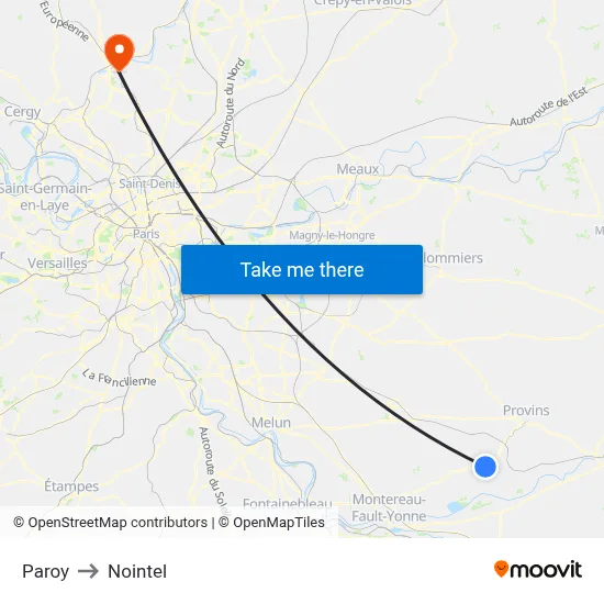Paroy to Nointel map