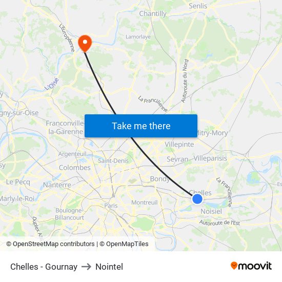 Chelles - Gournay to Nointel map