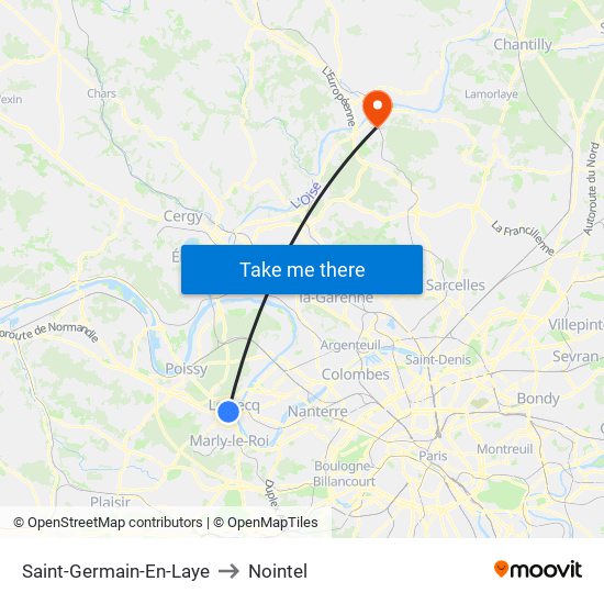 Saint-Germain-En-Laye to Nointel map