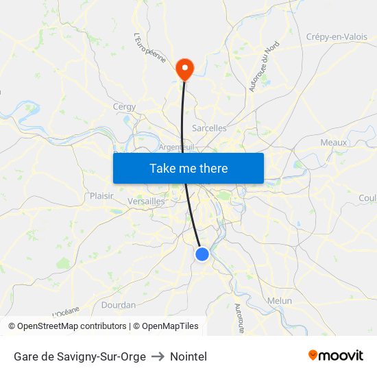 Gare de Savigny-Sur-Orge to Nointel map