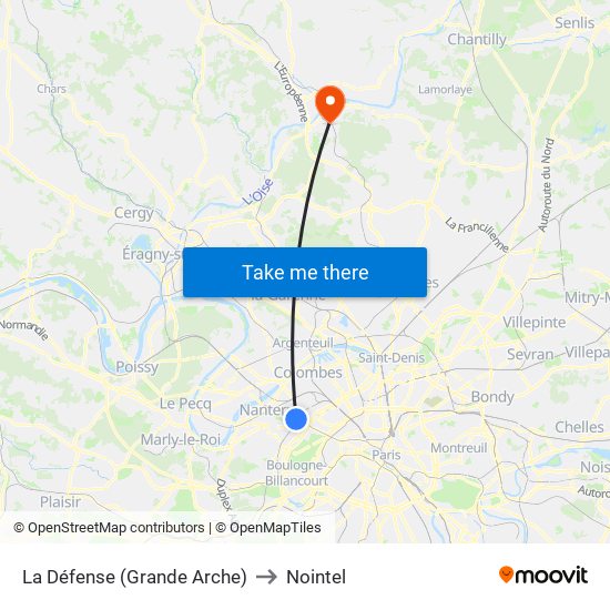 La Défense (Grande Arche) to Nointel map