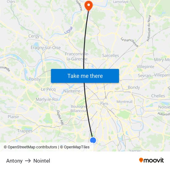 Antony to Nointel map