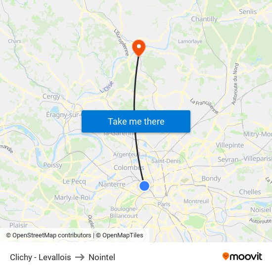 Clichy - Levallois to Nointel map